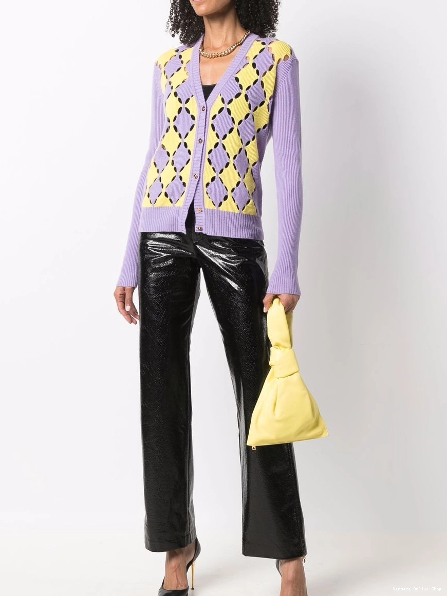 Affordable cardigan Versace two-tone Women cashmere 0324